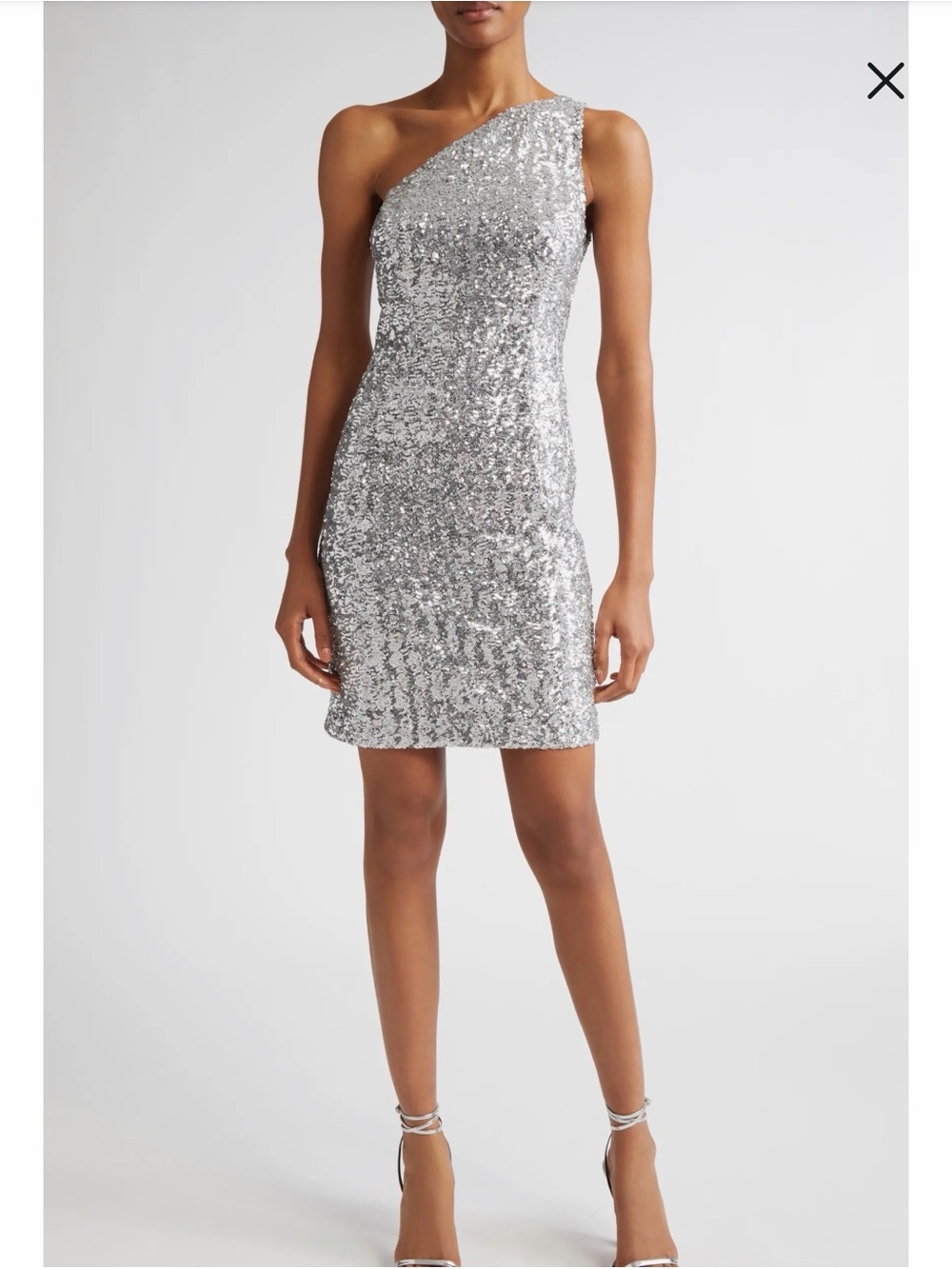 Michael Kors Collection Silver One-Shoulder Sequin Mini Dress